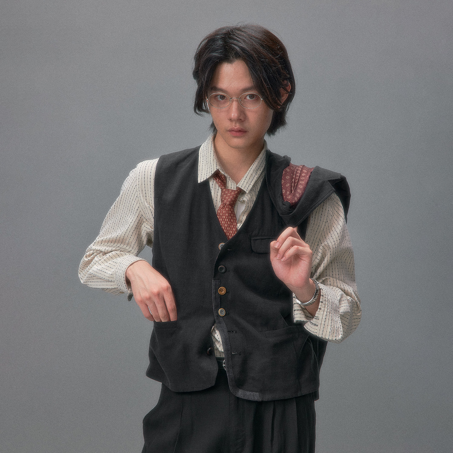 化学制品 银座十条 补缀西服马甲 J16_BLK/LGY_VEST