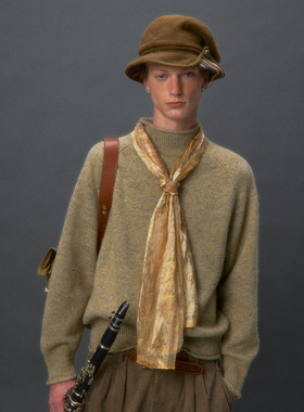 化学制品 花纱卷边小高领针织衫 K1_DGY_GRY_SWEATER