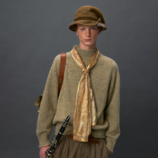 化学制品 K1_DGY_GRY_SWEATER 花纱卷边小高领针织衫