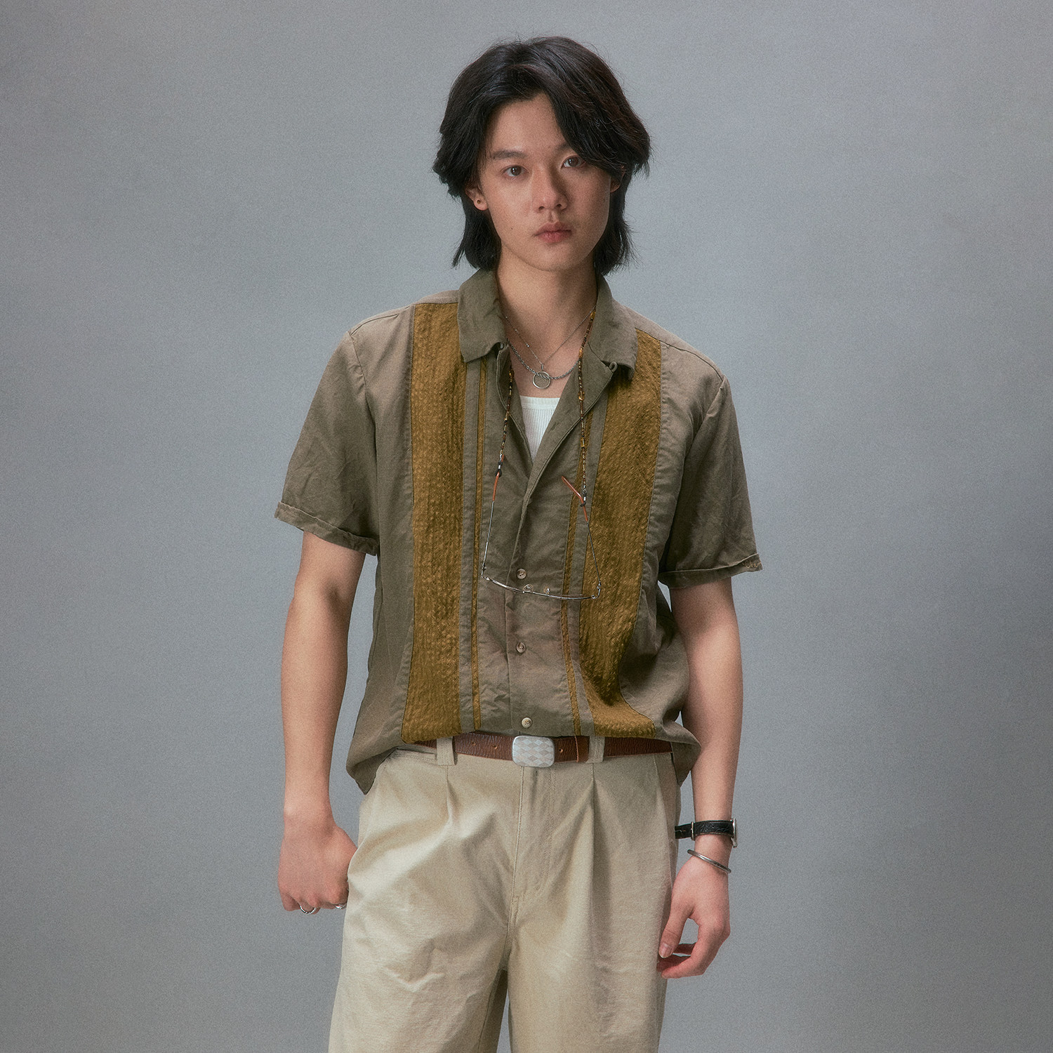 化学制品 冲绳民宿沙滩短袖衬衫 S2_GRN_SHIRT