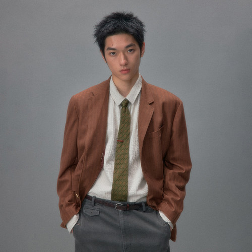 化学制品 昭和复古提花条纹西服 J15_RED/KHI_TAILOREDJACKET