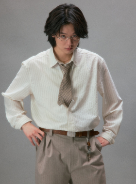 化学制品 小田切让的肌理长袖衬衫 S1_CRM_SHIRT