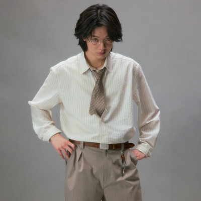 化学制品 小田切让的肌理长袖衬衫 S1_CRM_SHIRT