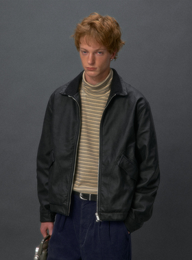 化学制品 90s基础皮夹克J8_BLK/BWN_LEATHERJACKET