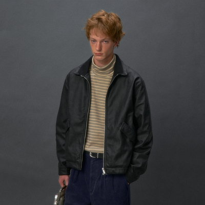 化学制品 90s基础皮夹克J8_BLK/BWN_LEATHERJACKET
