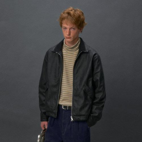 化学制品 90s基础皮夹克J8_BLK/BWN_LEATHERJACKET