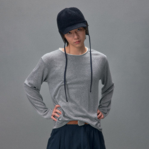 化学制品 品川公寓 麻感假两件长袖T恤 T4_NVY/LGY_TSHIRT_170G