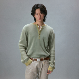GRN 化学制品 T6_CFE T恤 GRY_LONGSLEEVES_230G 中古感亨利领长袖
