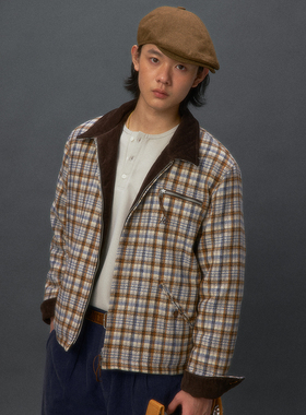 化学制品 落基山格纹毛呢夹克J6_BLU/ORG_GRY_WOOLENJACKET