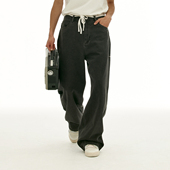 宽松直筒牛仔裤 化学制品 滑板少年 P2_BLK_JEANS