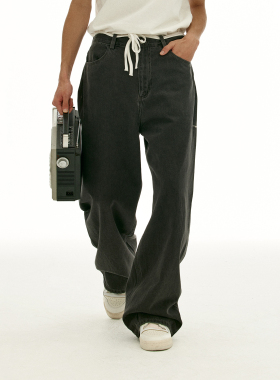 化学制品 滑板少年 宽松直筒牛仔裤 P2_BLK_JEANS