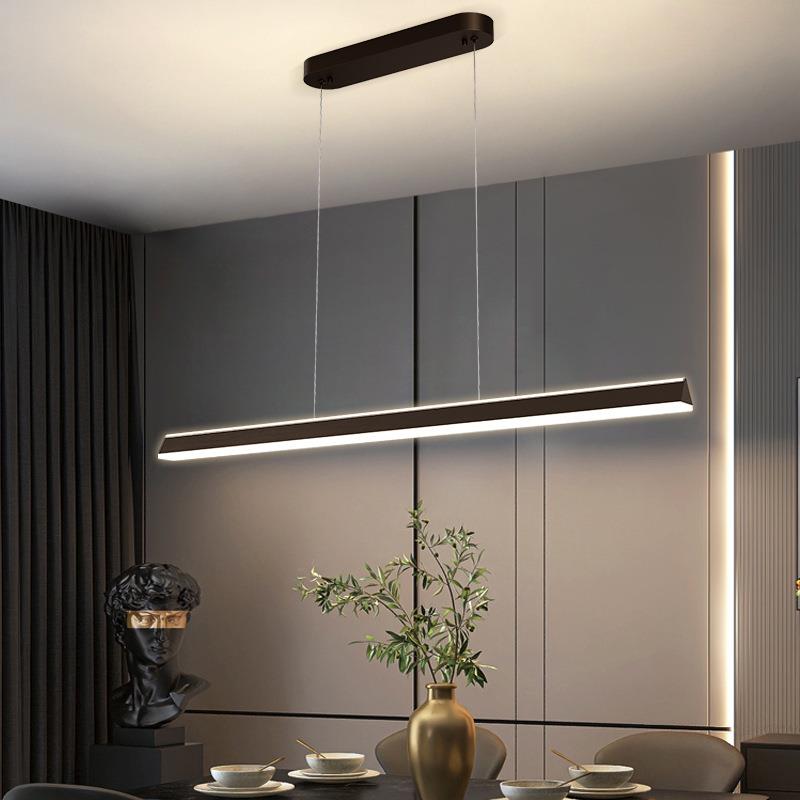 北欧极简风格餐厅一字长条吊灯现代简约餐桌吧台办公前台调光灯具
