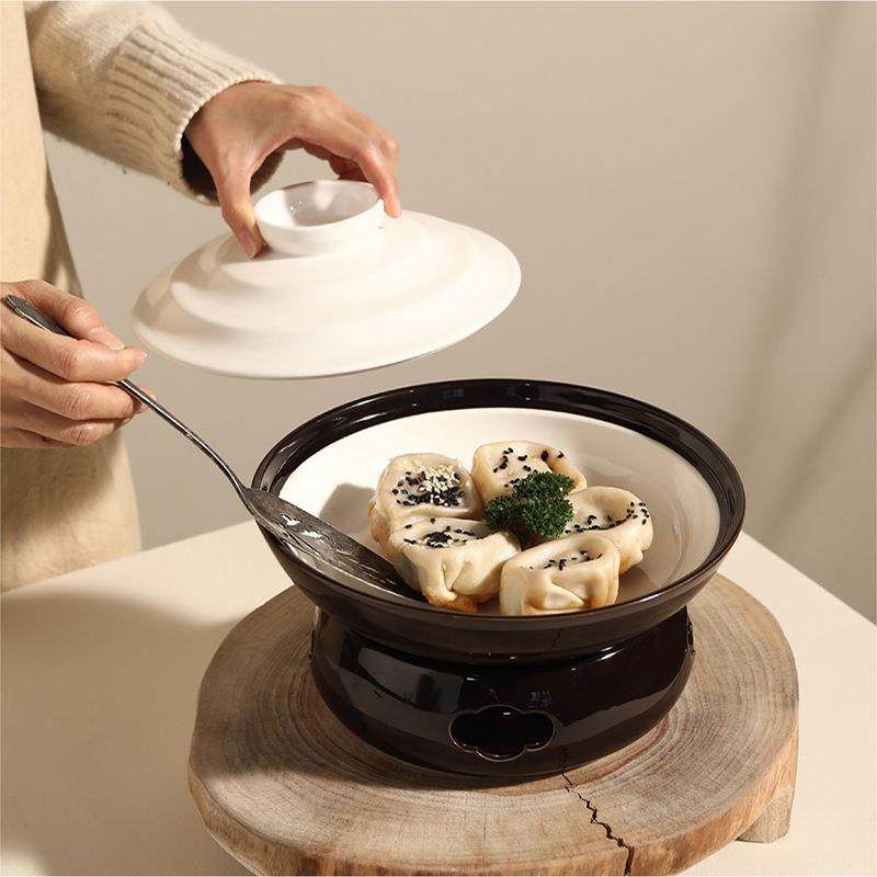 陶瓷干锅蜡烛酒精保温加热菜盘鱼盘圆形炉酸菜水煮鱼酒店用品餐具