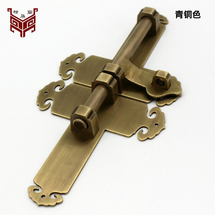 仿古黄铜插销门锁门扣中式大门复古古建实木大门黄铜大插销门栓锁