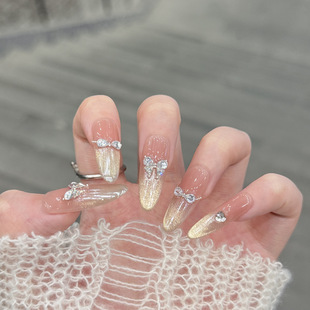 纯手工实拍 钻石宝匣 爆闪猫眼腮红锆石堆钻甜美新品穿戴甲