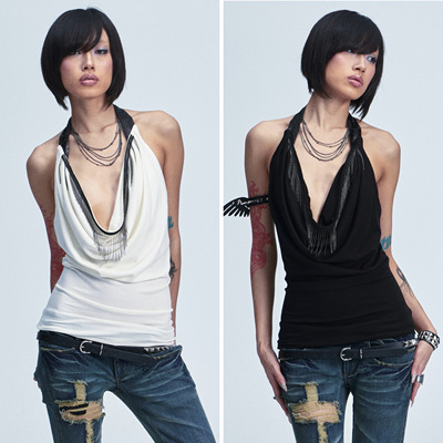 NONAME SPACE两色弹力棉质修身荡领吊带背心