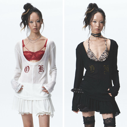 NONAME SPACE两色弹力植绒印花防晒长袖（赠胸衣）