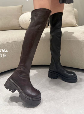 纯皮弹力靴舒适轻便软底广州高端