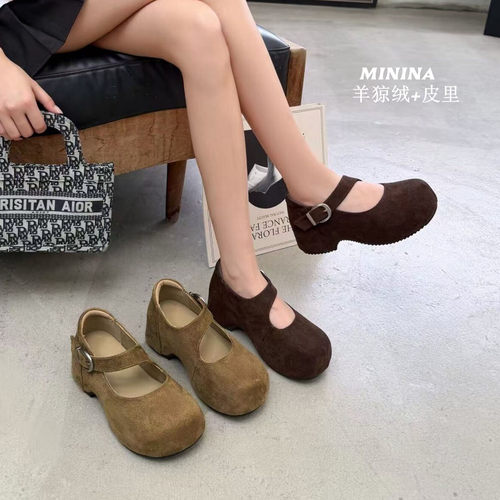 纯皮玛丽珍瓢鞋轻便厚底高端鞋