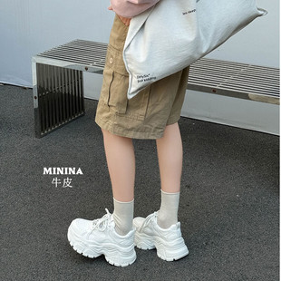 纯皮老爹鞋女时尚6厘米增高轻便厚底欧货2026广州高端休闲运动鞋