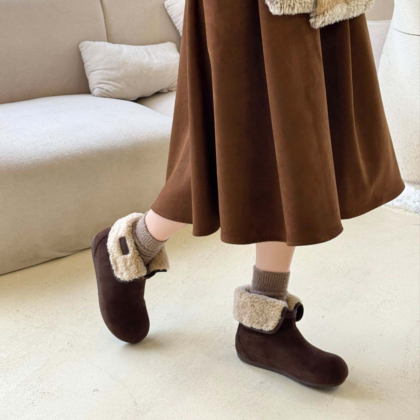 纯皮羊卷毛雪地靴防滑保暖保暖