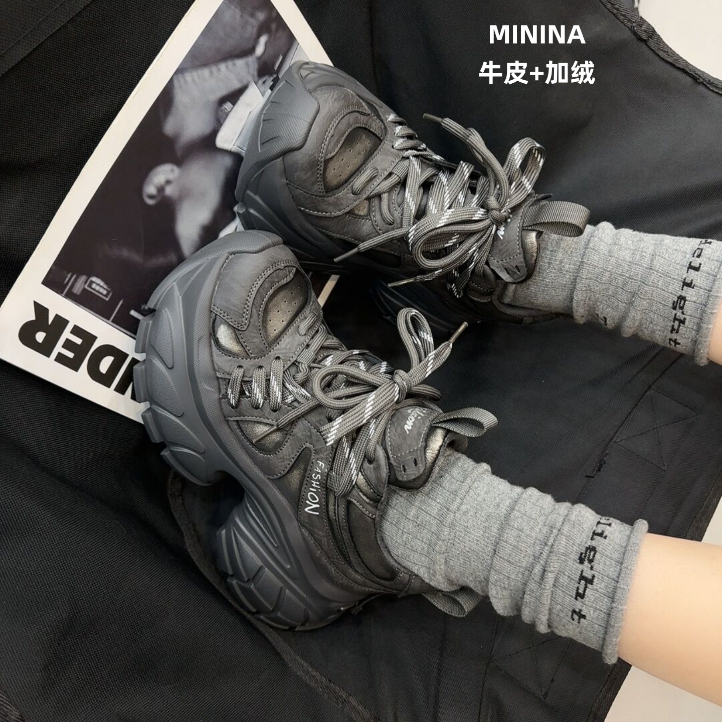 纯皮加绒休闲运动鞋轻便软底高端