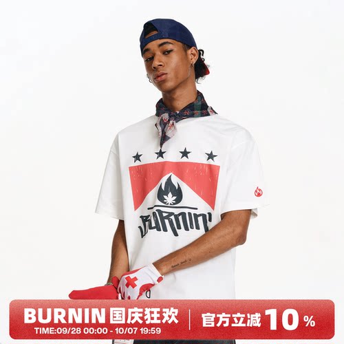 万宝路方片logo短袖男夏季