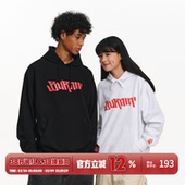 上衣百搭潮 帽衫 BURNIN 小火苗横排LOGO撞色连帽卫衣男女宽松美式
