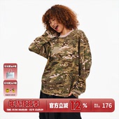 T恤男秋冬美式 BURNIN 火苗花迷彩华夫格长袖 街头复古休闲宽松上衣
