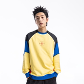 寻找火源」拼接圆领卫衣圆领套头卫衣美式 BURNIN 「航线 宽松上衣