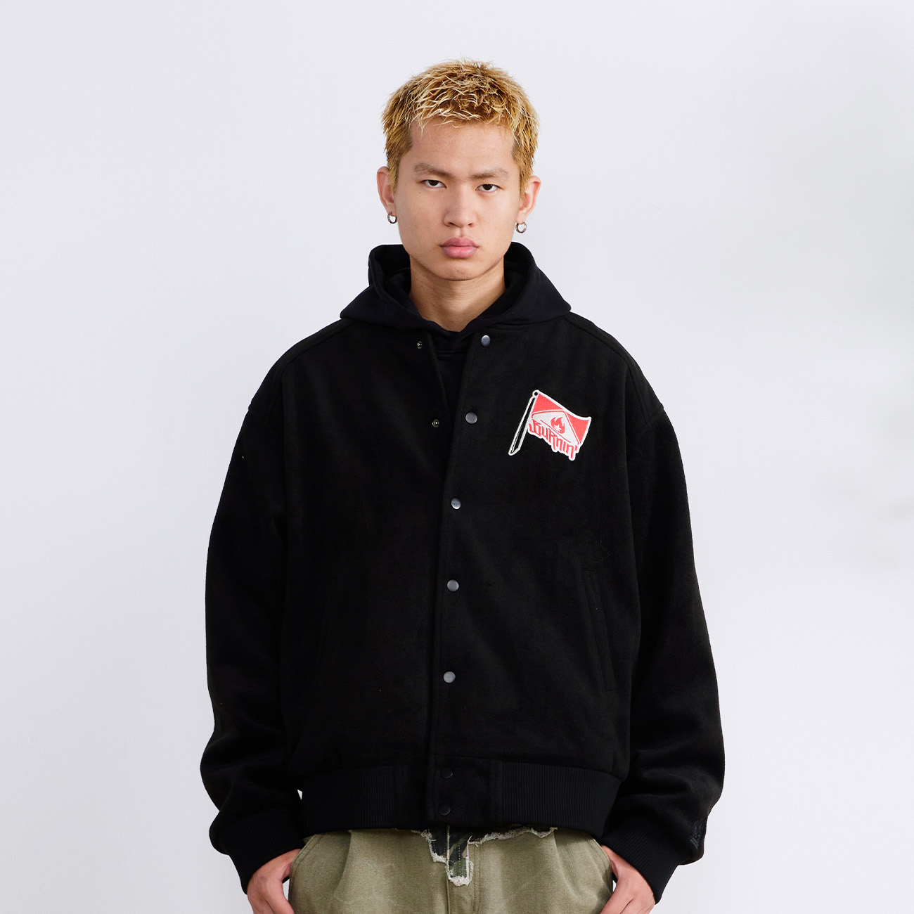 方片旗帜棒球服情侣夹克