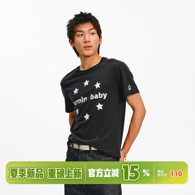 BURNIN* burnin baby 星星短袖T恤字母宽松圆领夏季新潮休闲上衣