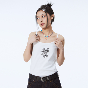 BURNIN 复古无袖 辣妹纯棉显瘦内搭夏季 GIRL槟榔妹吊带背心女美式