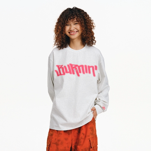 BURNIN*幻影横排LOGO长袖T恤男女同款小火苗休闲宽松上衣百搭国潮