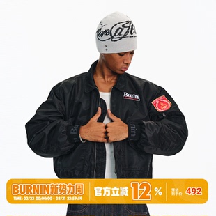 BURNIN bomber保暖街头外套百搭潮 融合LOGO徽章MA1飞行夹克男冬季