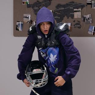 BURNIN*「条条大路通自由」涂鸦大师油墨印花帽衫男宽松连帽卫衣