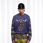 T恤男美式 BURNIN 「2503」吊染做旧社区文化长袖 街头宽松上衣百搭