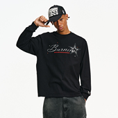 T恤潮流夏季 BURNIN 斑马纹滴胶珠长袖 宽印花透气潮流小火苗