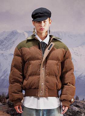 牛仔结构火焰铆钉棉服