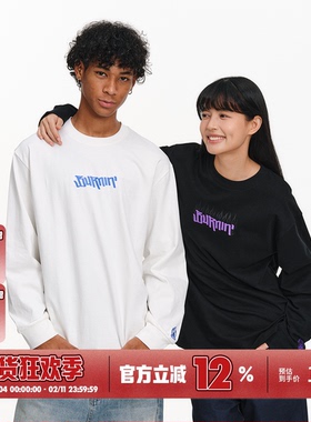 BURNIN*火焰横排LOGO长袖T恤男秋季新款基础休闲宽松情侣同款上衣