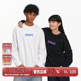 BURNIN*火焰横排LOGO长袖T恤男秋季新款基础休闲宽松情侣同款上衣