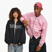 男女同款 BURNIN 小火苗横排LOGO无帽卫衣开衫 休闲宽松重磅外套潮