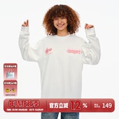 BURNIN 上衣 基础打底衫 爱心格纹贴布长袖 T恤男女秋冬休闲情侣同款