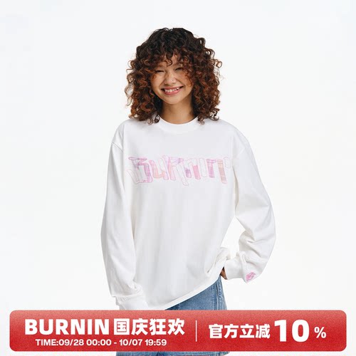 小火苗飞镖贴布绣格子拼接长袖