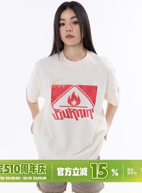 BURNIN*【情人节限定】玫瑰方片短袖T恤男女街头宽松休闲上衣国潮