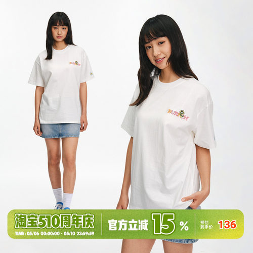 BURNIN*向阳花短袖T恤纯棉宽松圆领休闲夏季潮流上衣2026春夏新款