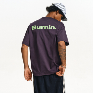 BURNIN*融合LOGO短袖T恤男女同款夏国潮宽松基础圆领半袖上衣百搭
