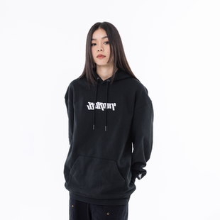 BURNIN 外套 横排LOGO胸口连帽卫衣刺绣纯色连帽卫衣宽松情侣帽衫