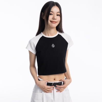 PINK BURNIN*夏季经典色插肩袖短款短袖T恤半袖小上衣