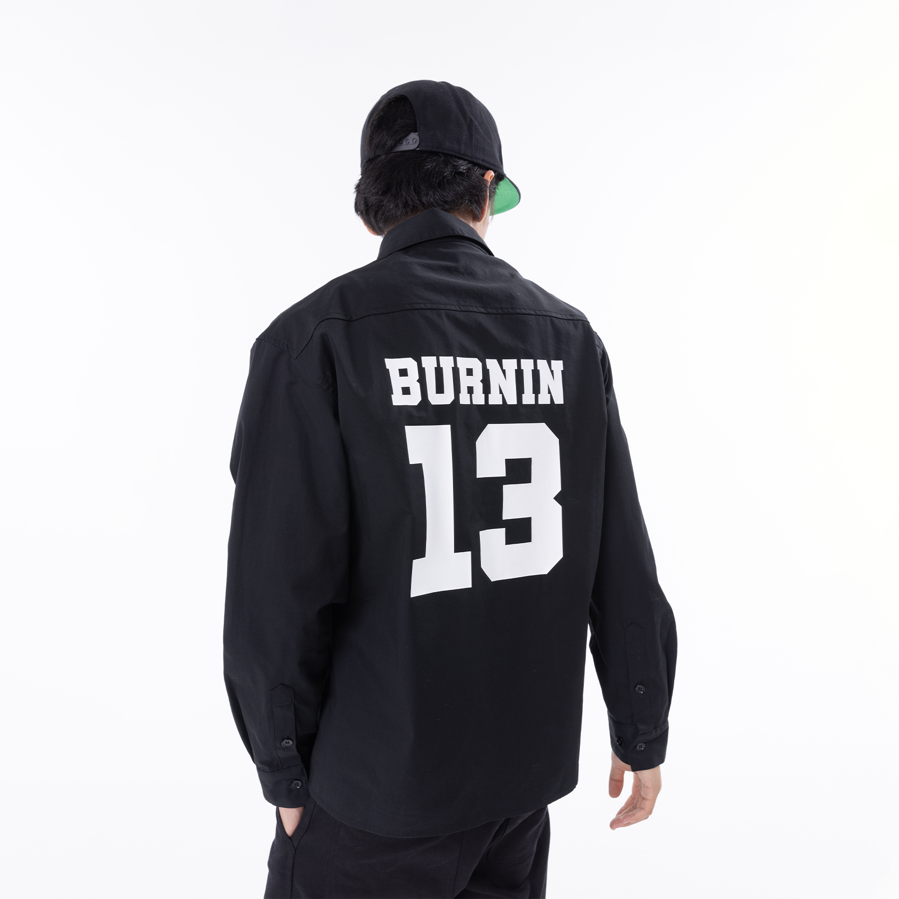 BURNIN*「YLOB」徽章长袖衬衫格纹男女春秋潮流休闲长袖衬衣外套